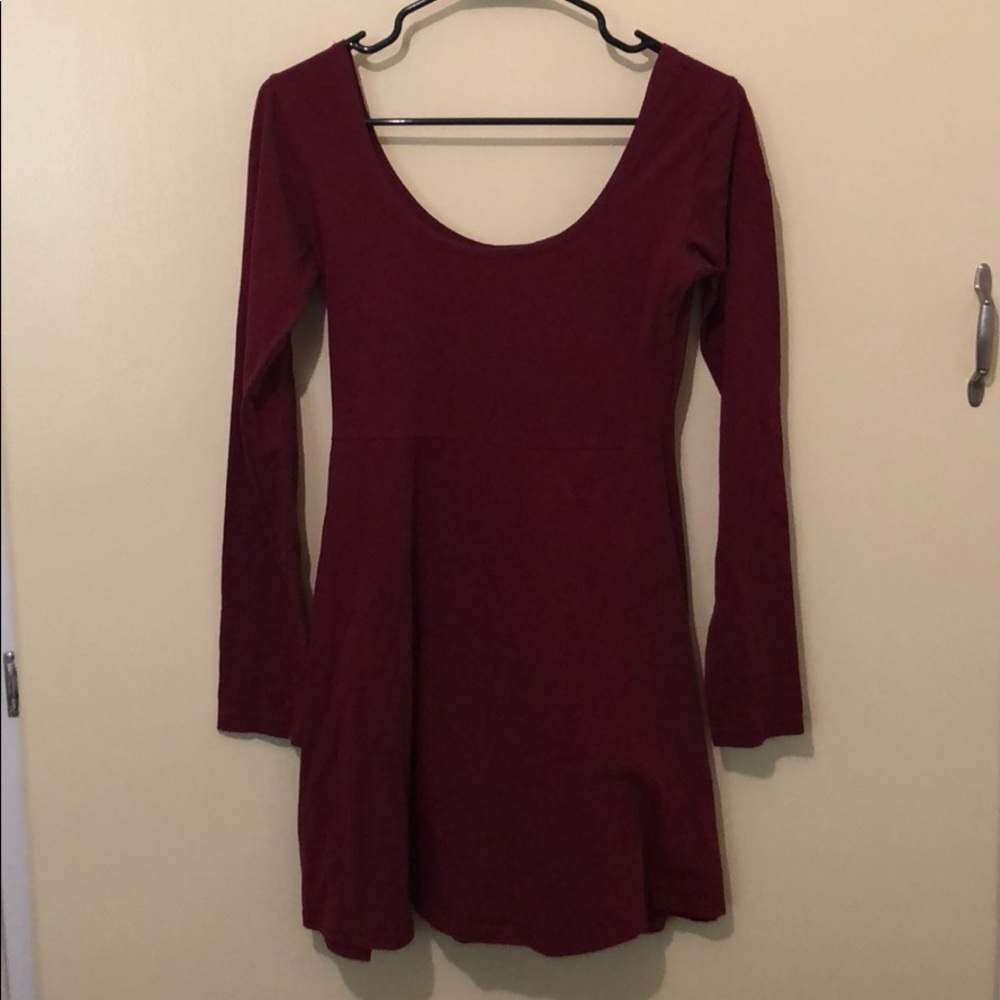 Deep Red Long Sleeve Dress